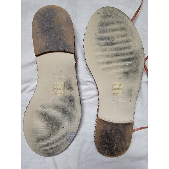 J. Crew Studded Gladiator Sandals SIZE 11 Brown Made In Italy - Picture 2 of 6